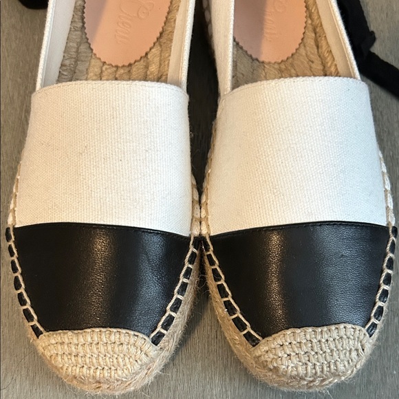 J.Crew Removable Ankle Tie espadrille white with black leather cap toe S6.5 NWOB - Picture 6 of 11